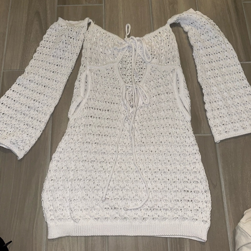 White Crochet Off-Shoulder Dress